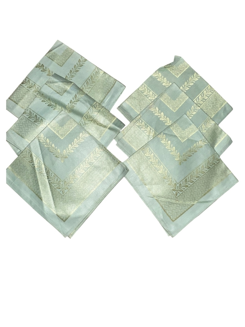 Toyobo Japan Set of 6 Sage Green Gold Damask Dinner Napkins 15x15 Cotton Rayon